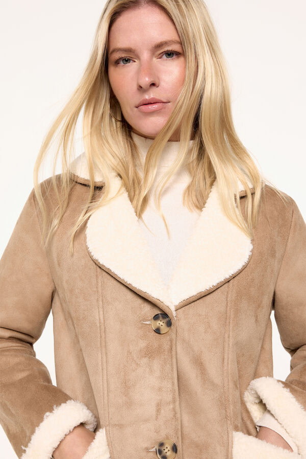Milano Abrigo doble faz efecto piel Beige/Camel