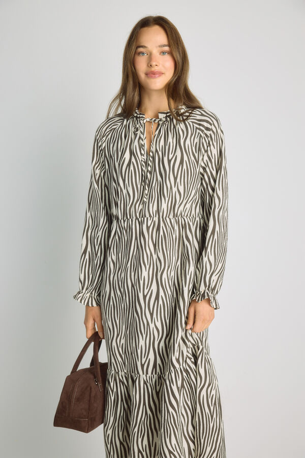 Milano Vestido escote pico Beige