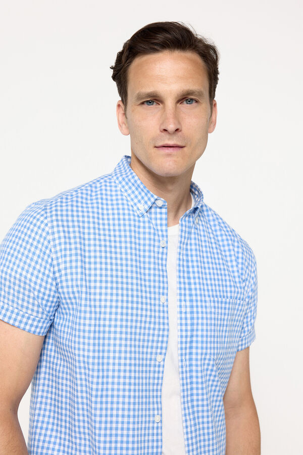 Fifty Outlet Camisa Slub Cuadros Azul