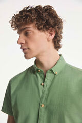 Fifty Outlet Camisa Lino Microcuadro verde