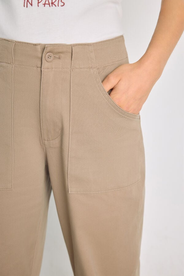 Milano Cal&ccedil;a color com bolsos de remendo Torrefac&ccedil;ao