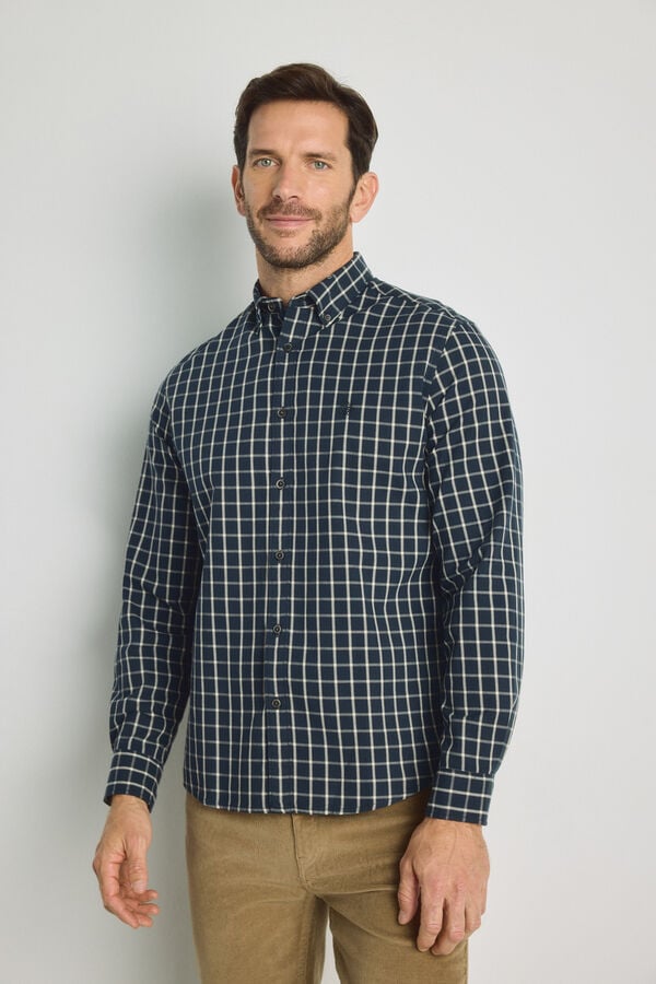 Springfield Camisa cuadros manga larga Azul Claro