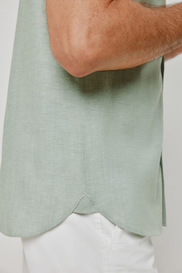 Pedro del Hierro Camisa lisa de manga curta C&aacute;qui m&eacute;dio