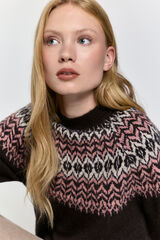 Milano Camisola de malha marrom com jacquard Castanho