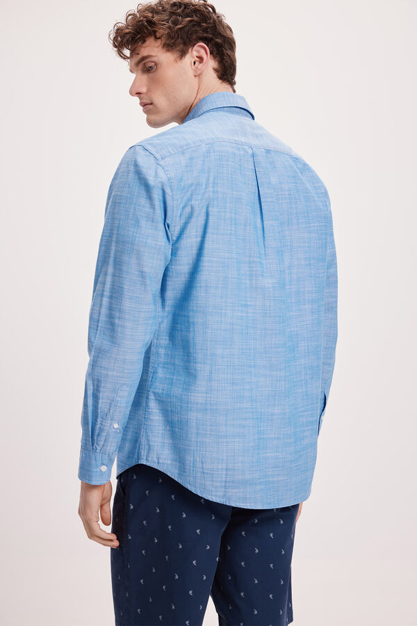 Milano Camisa malha slub lisa Azul