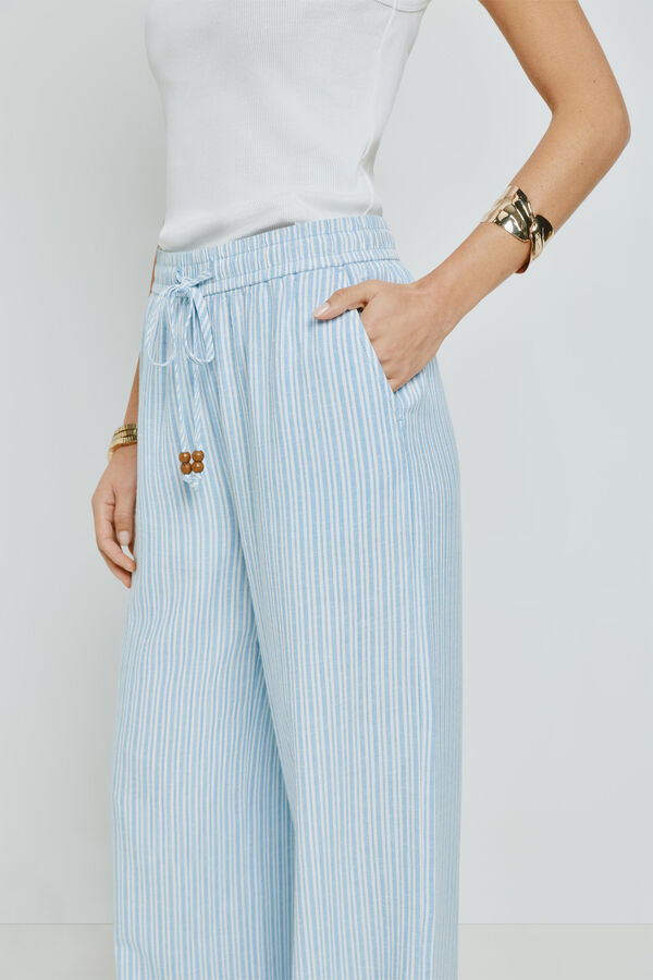 Milano Pantal&oacute;n ancho de rayas Azul