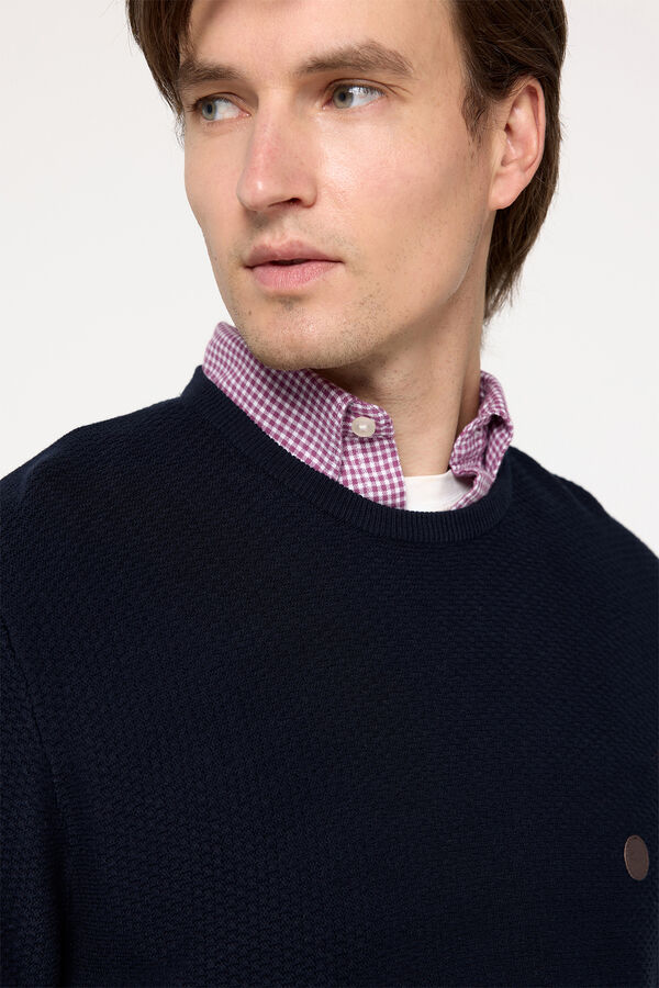 Milano Jersey cuello caja Estructura Gofre Navy