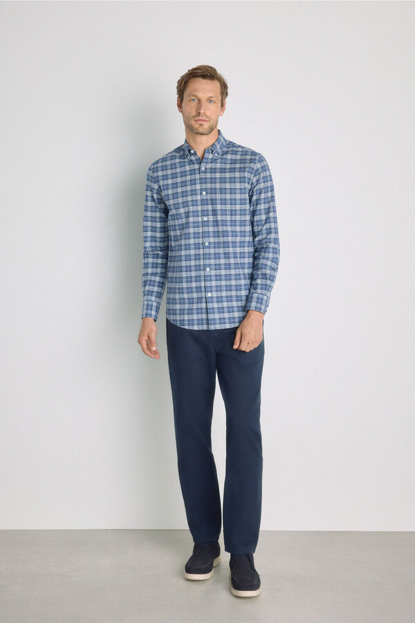 Milano Camisa cuadros manga larga Azul Claro