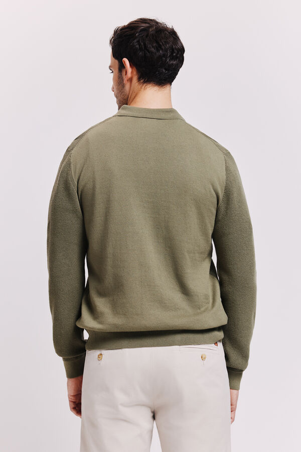 Milano Jersey cuello polo Kaki Claro