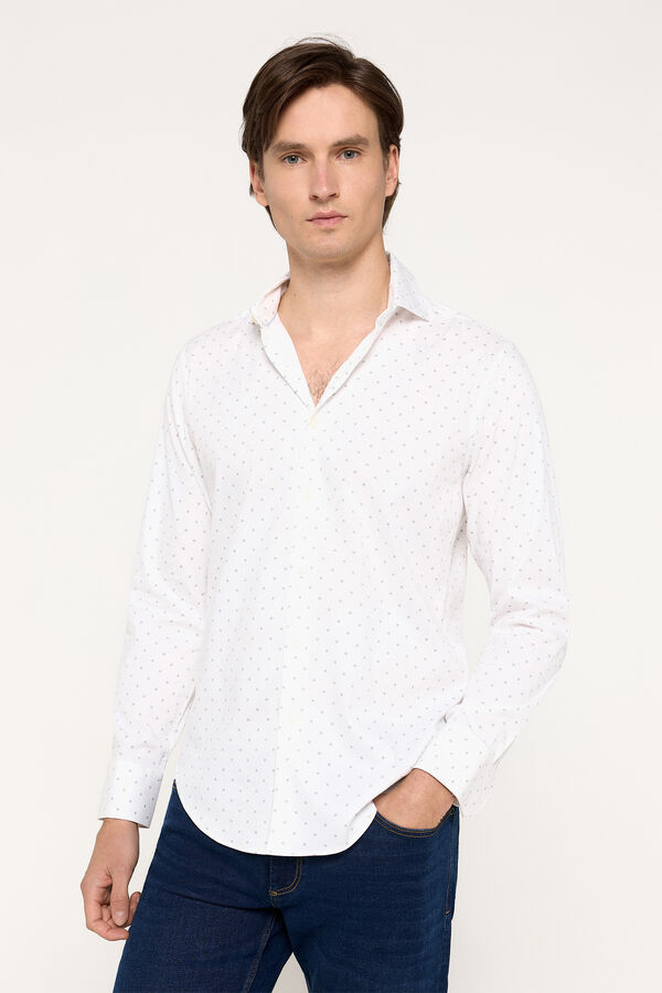 Milano Camisa Stretch Estampada Azul