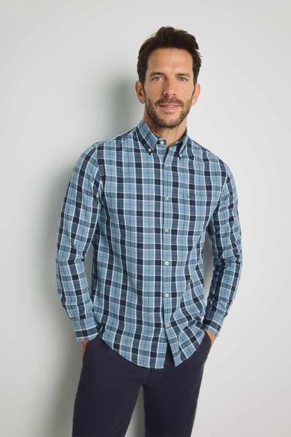 Milano Camisa cuadros manga larga Navy