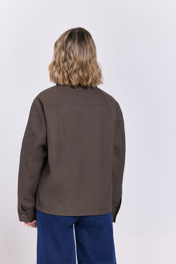 Milano Sobretudo estilo barbour com gola de veludo cotelê Cáqui escuro