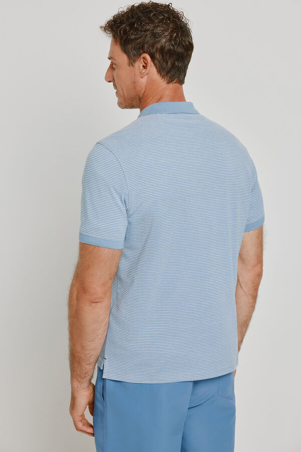 Pedro del Hierro Polo de riscas de manga curta Azul
