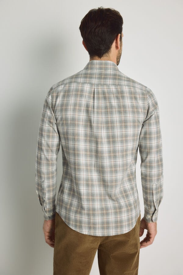 Milano Camisa cuadros manga larga Gris Claro
