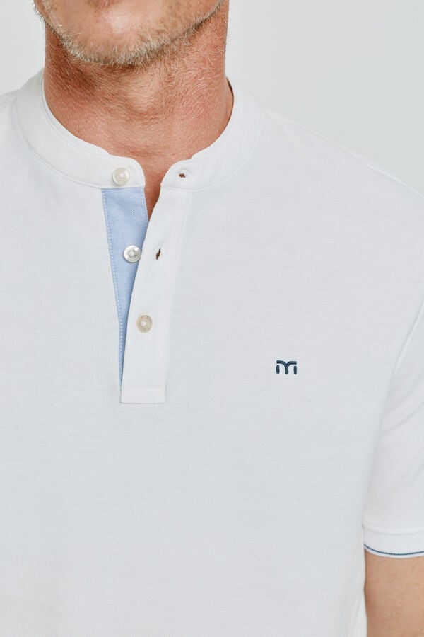 Milano Polo de manga curta com gola mao Branco
