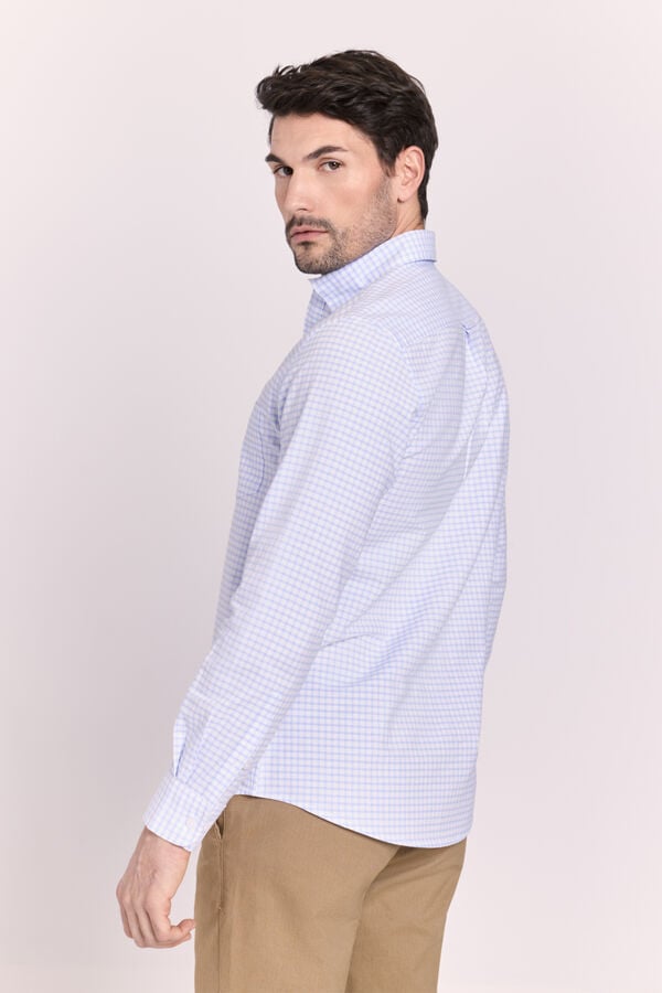 Milano Camisa manga comprida aos quadrados Azul indigo