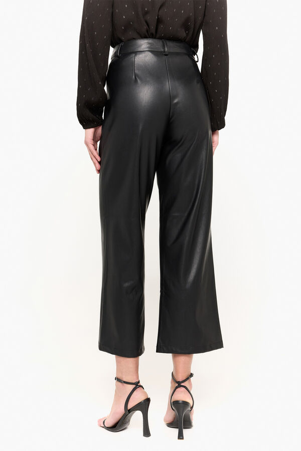 Milano Pantal&oacute;n crop efecto piel Negro