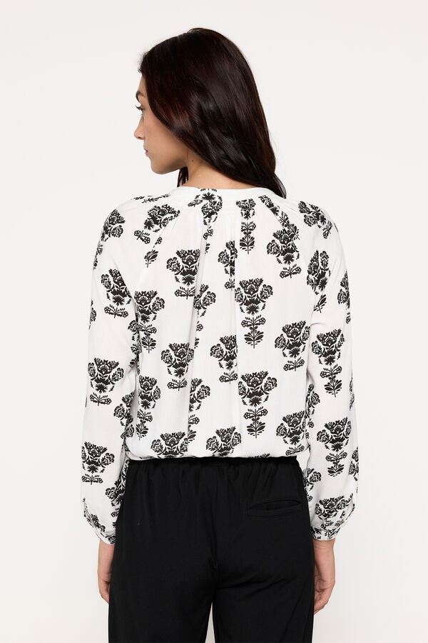 Milano Blusa decote bico Estampado branco
