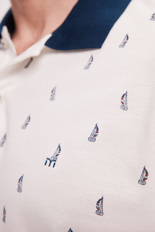 Milano Polo Estampado Blanco
