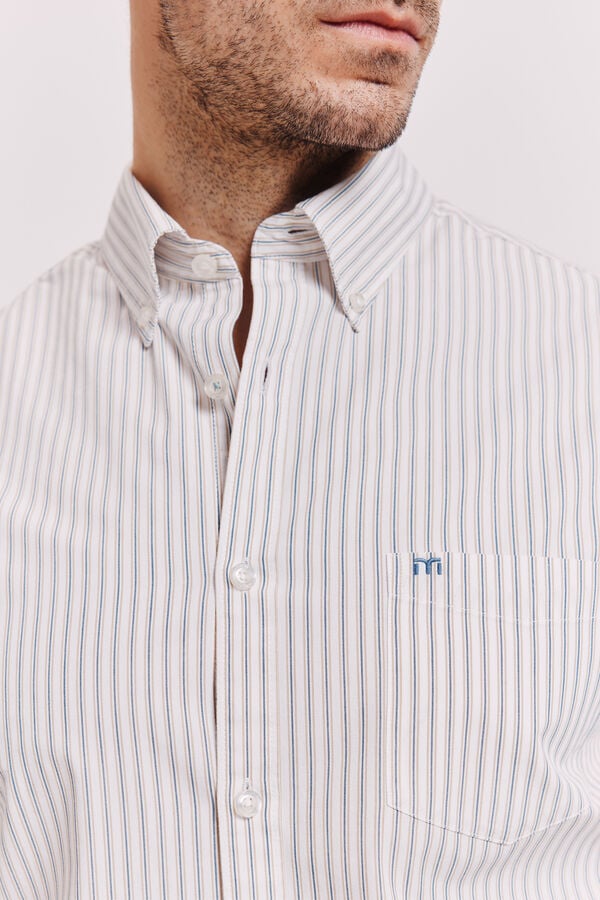 Milano Camisa rayas manga larga Azul