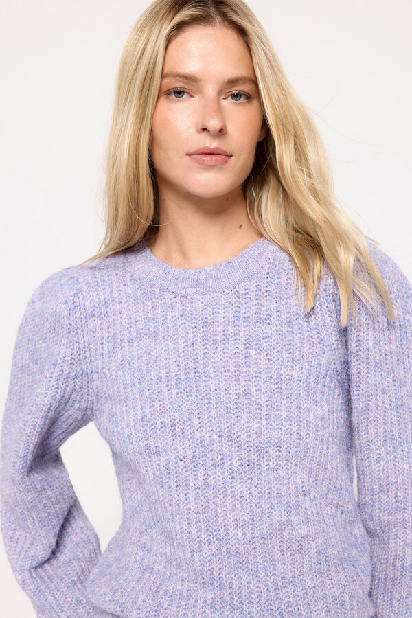 Milano Su&eacute;ter melange manga bufante P&uacute;rpura