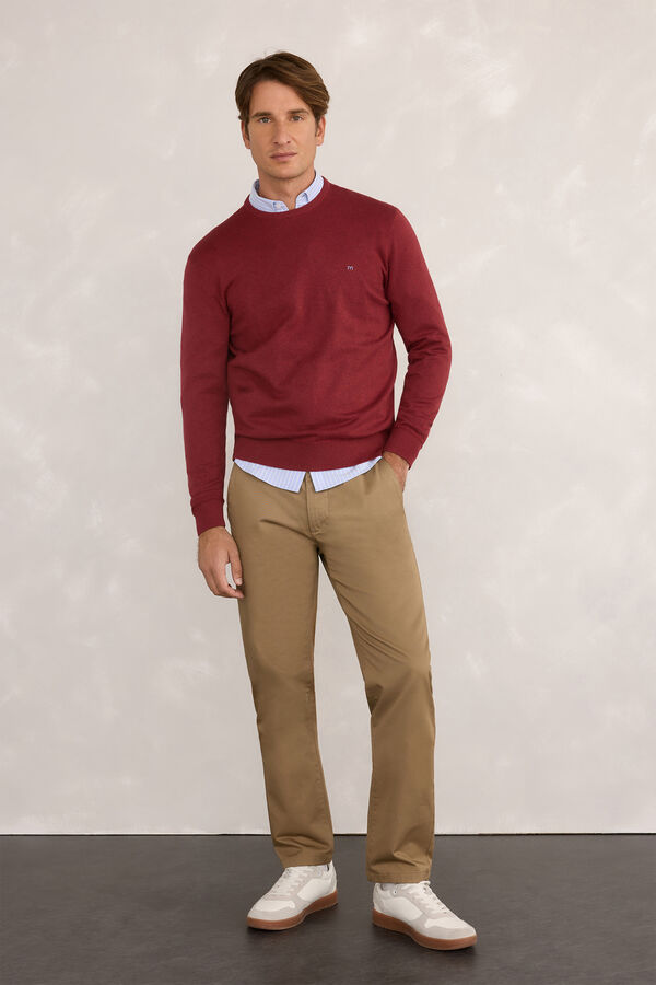 Milano Camisola básico redondo Bordeaux