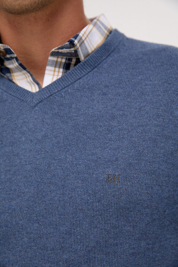 Fifty Outlet Jersey cuello pico calidad algodón Azul