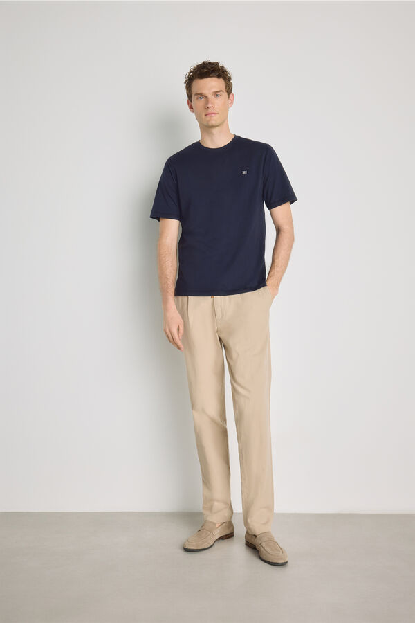 Pedro del Hierro Camiseta b&aacute;sica con logo bordado Navy