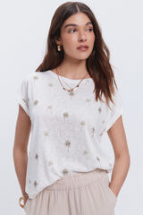 Milano Camiseta estampada con strass Marfil