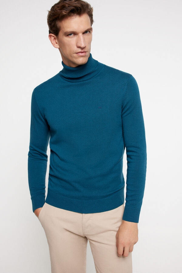 Fifty Outlet Camisola de gola alta em algodão Azul