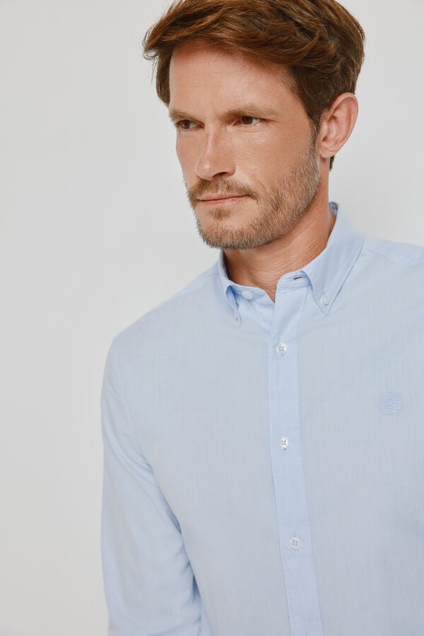Springfield Camisa lisa de manga comprida Azul claro