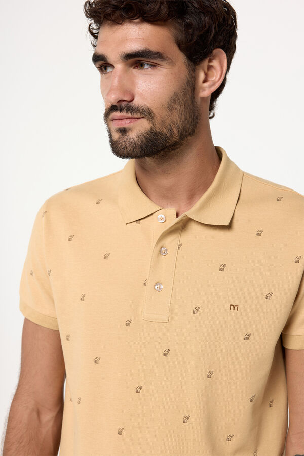 Fifty Outlet Polo totalmente estampado Areia