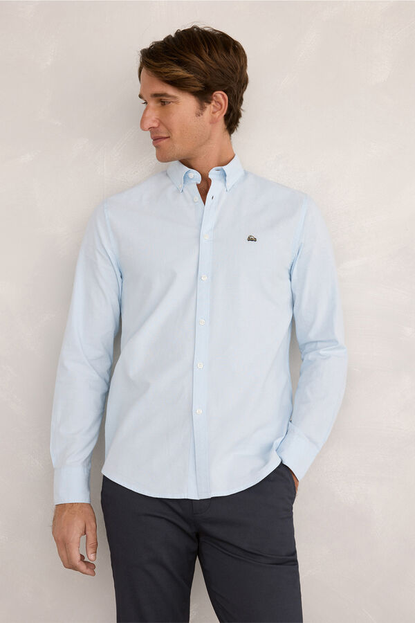 Milano Camisa esportiva estampado Oxford Azul