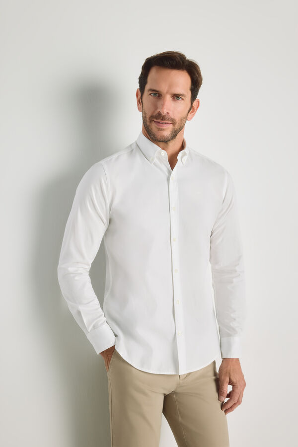 Pedro del Hierro Camisa lisa de manga comprida Branco