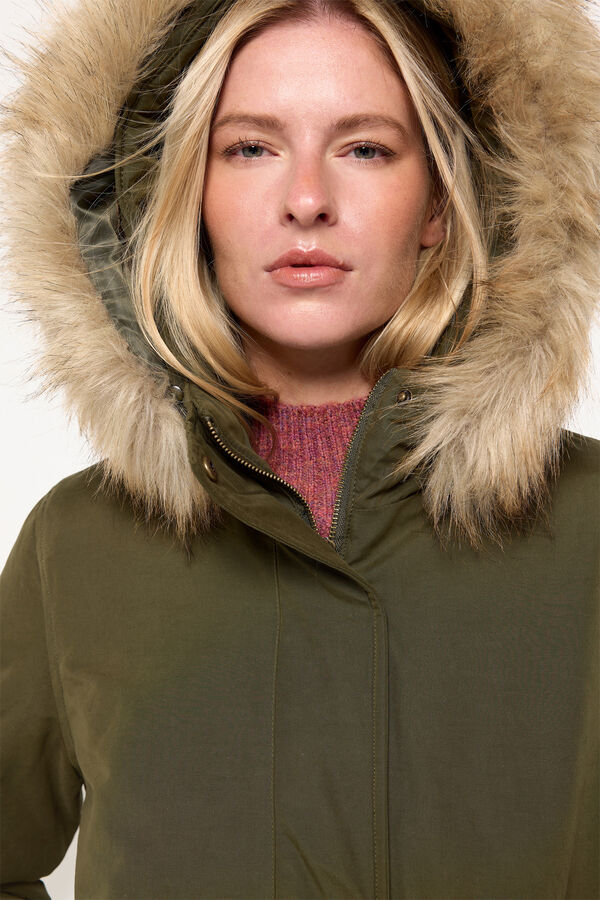 Milano Parka gruesa acolchada con cuello efecto pelo Verde