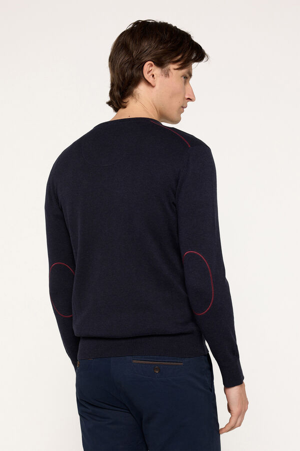 Milano Camisola com gola em bico com patch Marinho