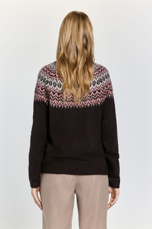 Milano Camisola de malha marrom com jacquard Castanho