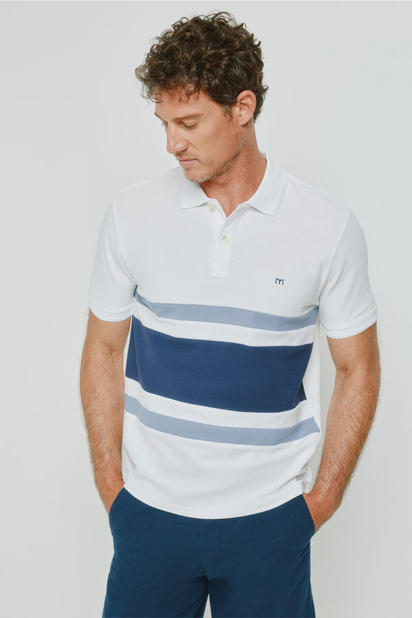 Milano Polo de riscas de manga curta Branco