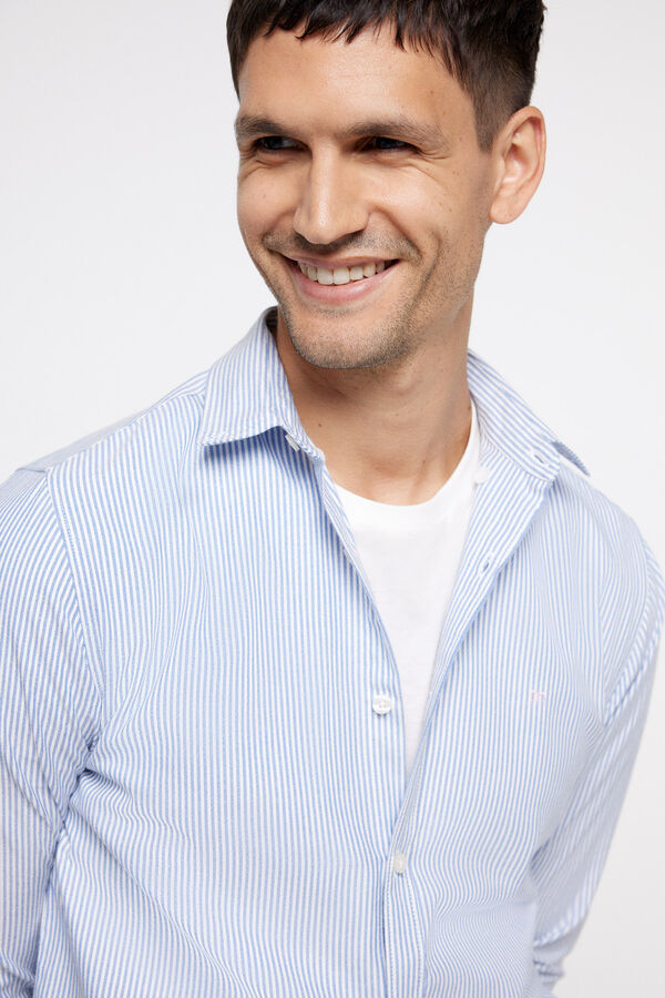 milano Camisa oxford riscas Estampado azul