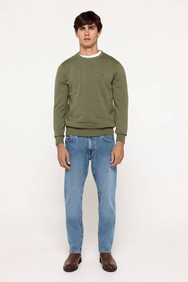 Milano Camisola b&aacute;sica com gola redonda Verde