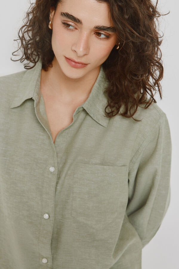 Milano Camisa gola camiseira C&aacute;qui