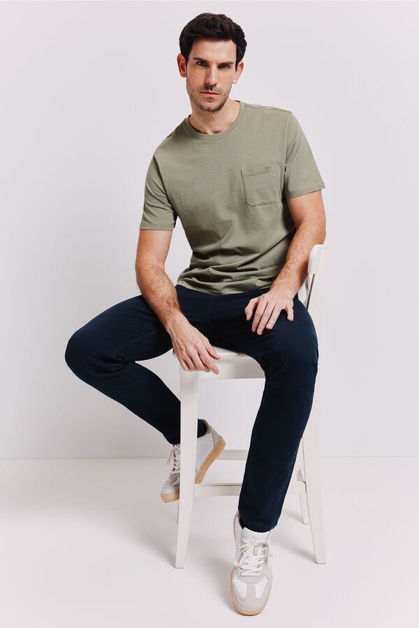 Milano Camiseta b&aacute;sica con bolsillo Kaki Claro