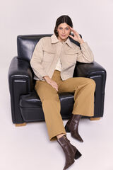 Milano Chaqueta de pa&ntilde;o con cuello de tricot Beige
