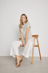 Milano T-shirt riscas manga curta Branco