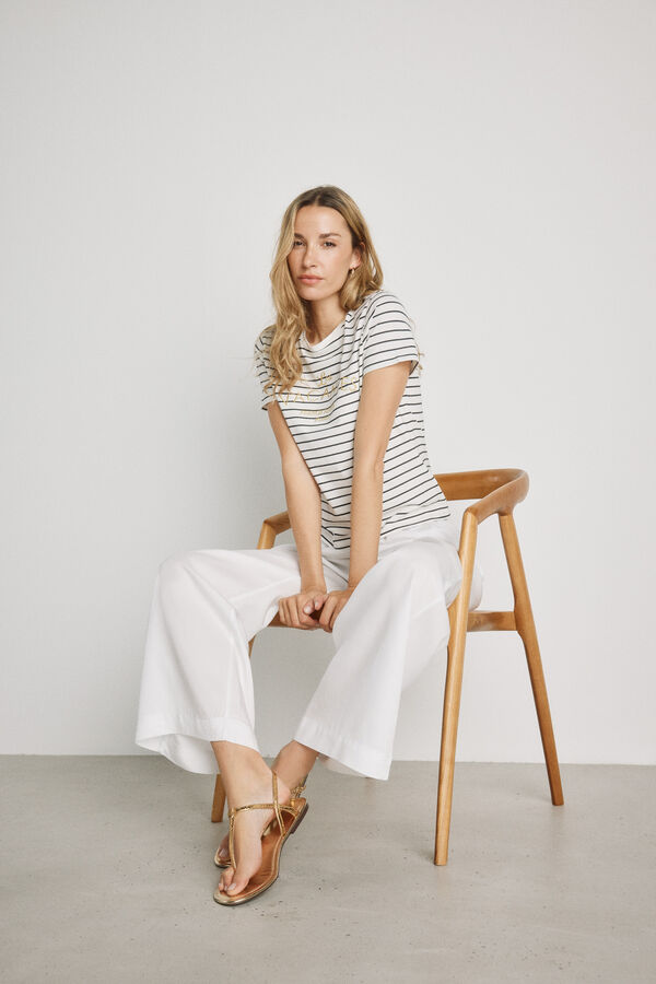 Milano T-shirt riscas manga curta Branco