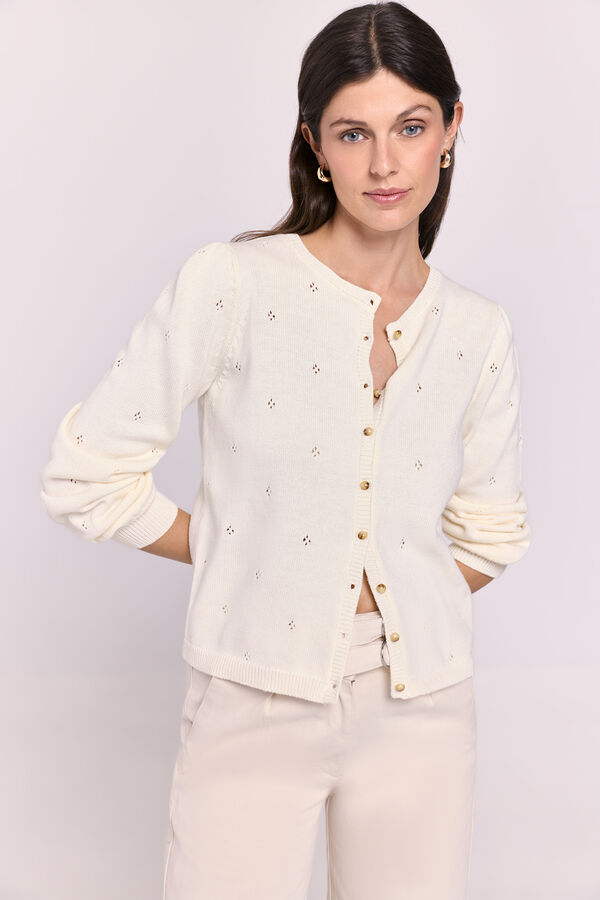 Milano Cardigan de punto manga abullonada Beige