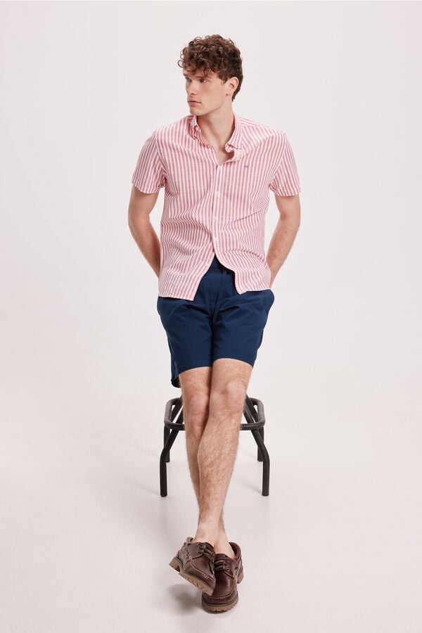 Milano Camisa malha slub riscas Estampado laranja