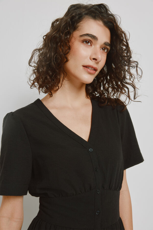 Milano Vestido escote pico Negro