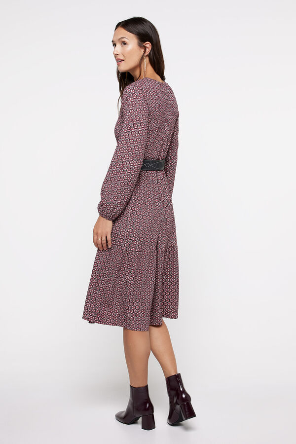 milano Vestido Midi Estampado Granate