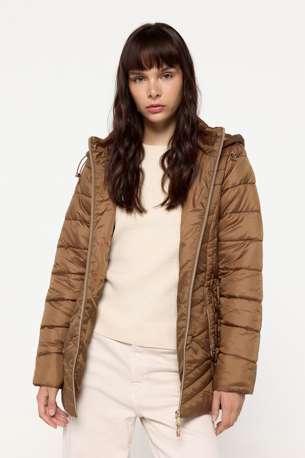 Milano Abrigo acolchado con capucha Tostado